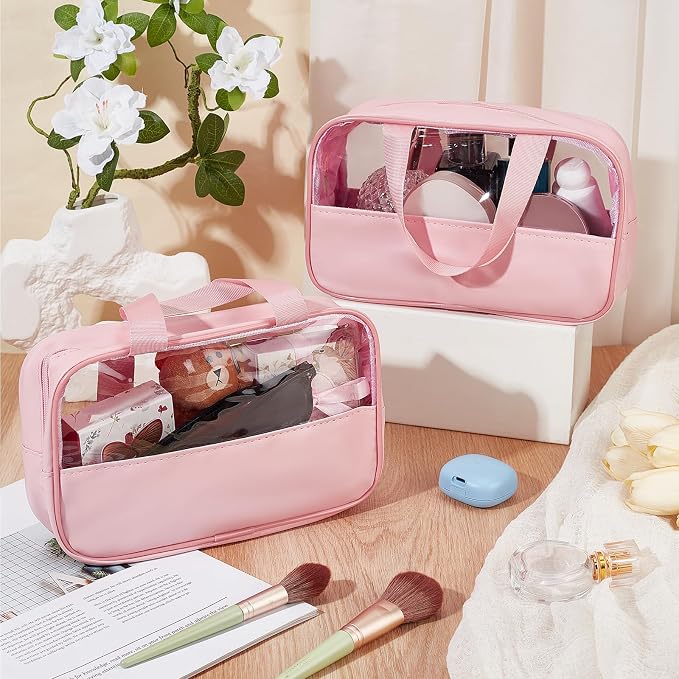 15Pcs Translucent Makeup Bag, 9.8x5.9x2.76Inches Toiletry Bag Travel Storage Carry Pouch Waterproof Portable Cosmetic Travel Bags with Hanging Handles for Toiletries Accessories - Image 4