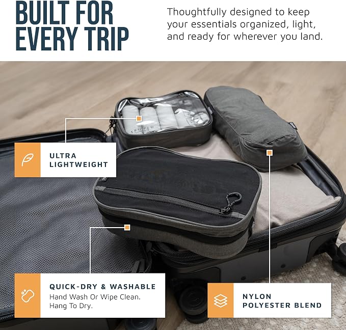Toiletry Bag Kit 3 Piece Set: Hanging Travel Toiletry Bag + 311 TSA Cosmetic Liquid Bag + Accessory Organizer Pouch - Image 2