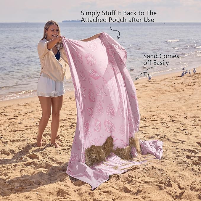 WEKAPO Beach Blanket Waterproof Sandproof Oversized, Extra Large Beach Mat Sand Free, Lightweight & Compact Sand Free Mat with 5 Stakes & 4 Corner Pockets - Image 5