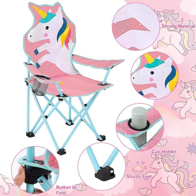 KABOER Kids Outdoor Folding Camping Chair with Cup Holder Carrying Bag | Portable Camping Chair for Beach Picnic Camping Travel Lawn Ages 3-10 - Image 4