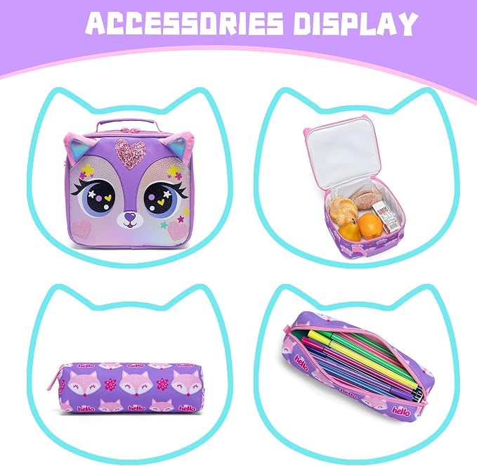 Backpacks for Girls School Bag Cute Girls Backpacks Ages 8-10 Kids Bookbag Set Travel Backpack for Preschool Kindergarten Elementary Students Backpack to School Supplies - Image 5
