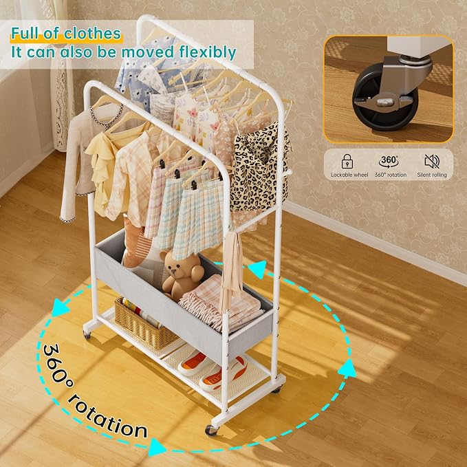 SINGAYE Wardrobe Standing Closet Clothing Rack With Shelf Hanging Clothes | Wardrobe Open Compact Small Metal Garment Hanger Stand Alone Free Standing Black Closet Rack Storage Organizer Heavy Duty - Image 8