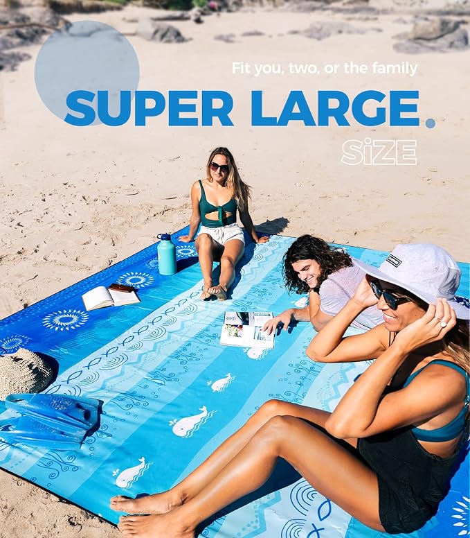 OCOOPA Bohemian Beach Blanket Waterproof Sandproof, 10'X 9' Extra Large, Soft and Durable, Sand Free, Light Weight and Portable, Perfect for Travel Camping, Beach Vacation - Image 4