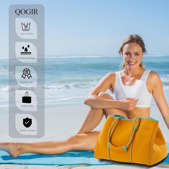 QOGiR Neoprene Multipurpose Beach Bag Tote with Inner Zipper Pocket … … … … - Image 4