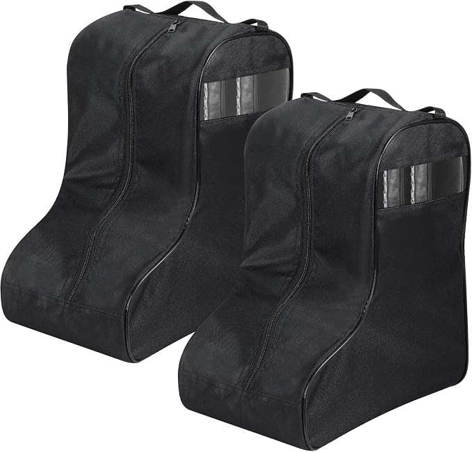 2 Pcs Boot Bags for Cowboy Boots Portable Storage Bag for Travel Long Tube Shoes Bags Men Tall Shoe with Handle for Home Travel (Black) by Clysee