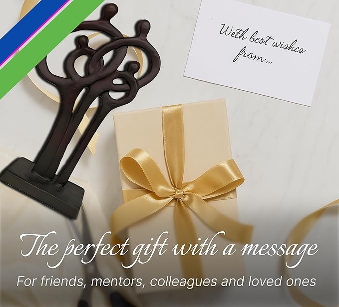 Wedding Bronze Statue 8,5 Inch - Cast Iron Sculptures and Statues for Home Decor - Aniversity Gifts for Men - Metal Art Decorative Objects - Cast Iron Sculpture - Contemporary Family of 4 Ring of Love