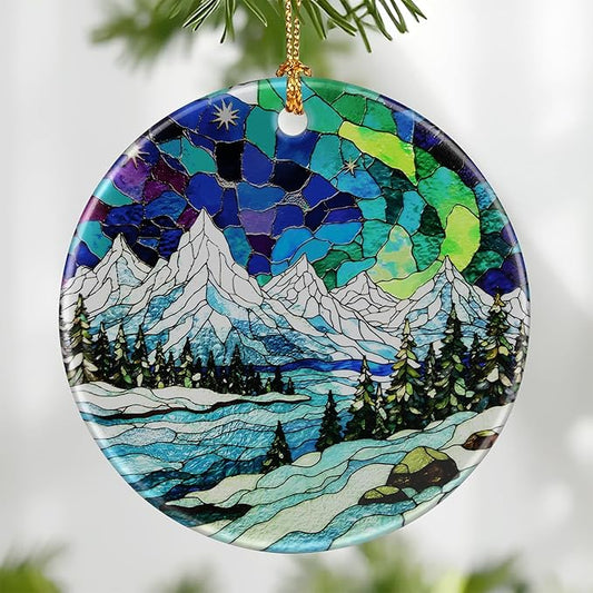 Mountain Landscape Ornament, Christmas Ornament – Christmas Tree Decor, Holiday Decoration, Stocking Stuffer, Festive Gift Idea, Gifts for Nature Lover, Mountain Lover, Friends, and Family