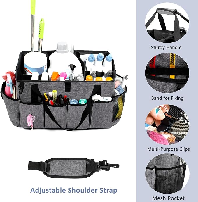 XL Professional Cleaning Caddy for Cleaning Suppliers, 17" Wearable Cleaing Bag for Housekeepers, Cleaning Organizer, Detailing Bag - Image 4