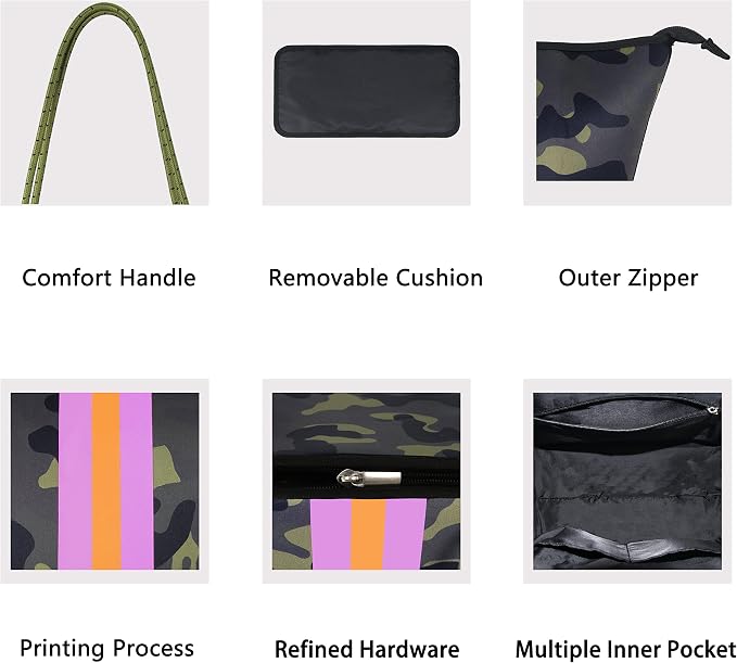 QOGiR Neoprene Multipurpose Beach Bag Tote with Inner Zipper Pocket … … … … - Image 6