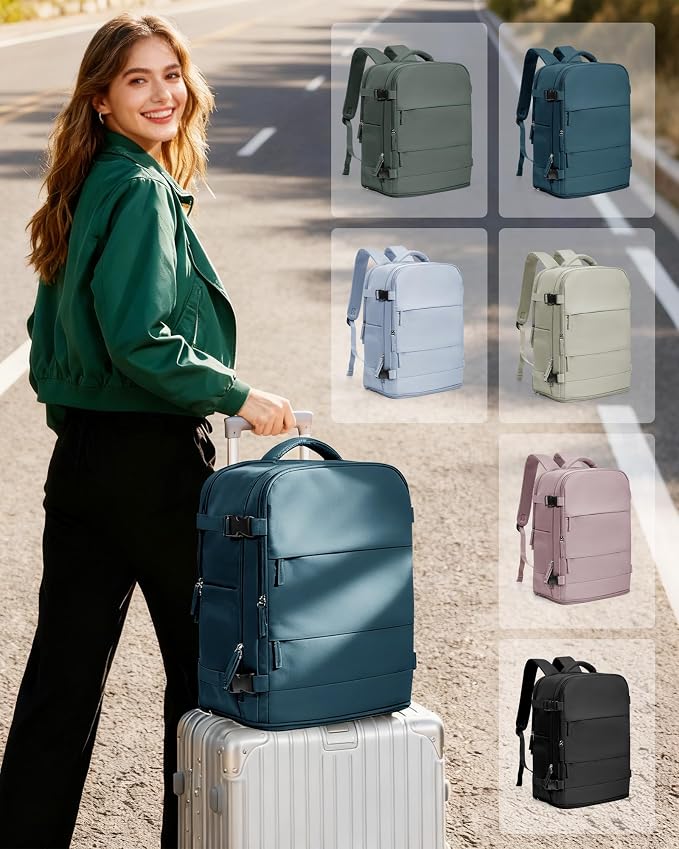 coowoz Travel Backpack Carry On for Women Man Gym Backpack with Laptop Compartment Mochila de Viaje Teacher Personal Item Backpacks Airplane Accessories Must Haves Peacock Blue,20L - Image 2
