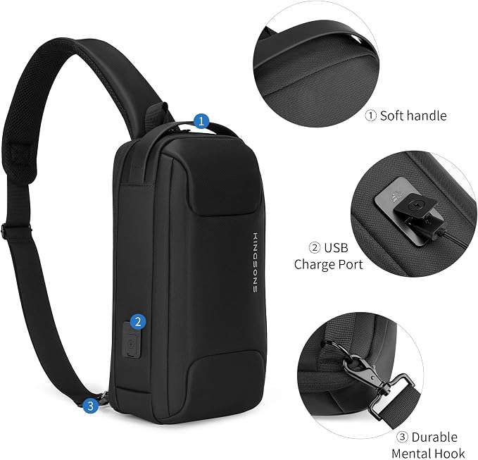 Kingsons Sling Crossbody Bag Anti-theft Chest Shoulder Backpack for Men Waterproof Minimalist Casual Daypack for Travel Gym - Image 4