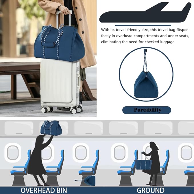 QOGiR Neoprene Multipurpose Beach Bag Tote with Inner Zipper Pocket … … … … - Image 7