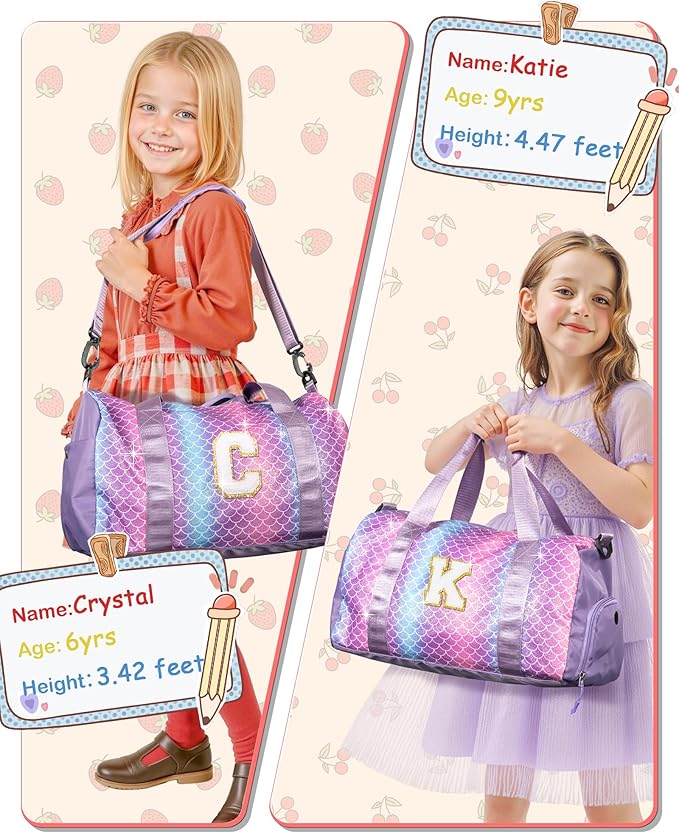 Gifts for Girls 6-12-Gifts for Teenage Girls-Birthday Gift for Daughter 3-12 Years Old-Girl Gym Bag with Shoe Compartment,Kid Dance Bags with Makeup Pouch,Gift for Granddaughter (Letter A) - Image 6
