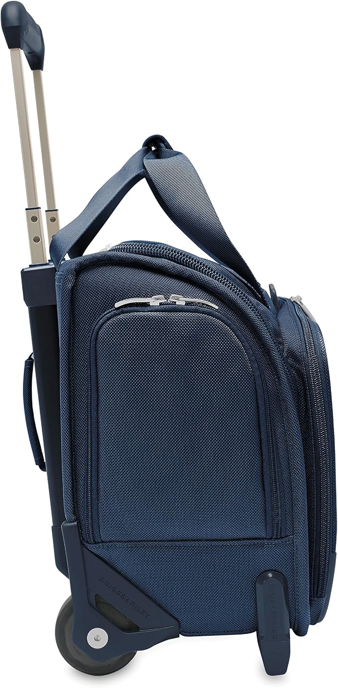 Briggs & Riley 2-Wheel Cabin Bag - Carry On Luggage for Travel, Suitcases with Wheels, Softside Rolling Bag for Men & Women, Interlocking Handle, Self-Repairing Zipper - Baseline Collection, Navy - Image 7