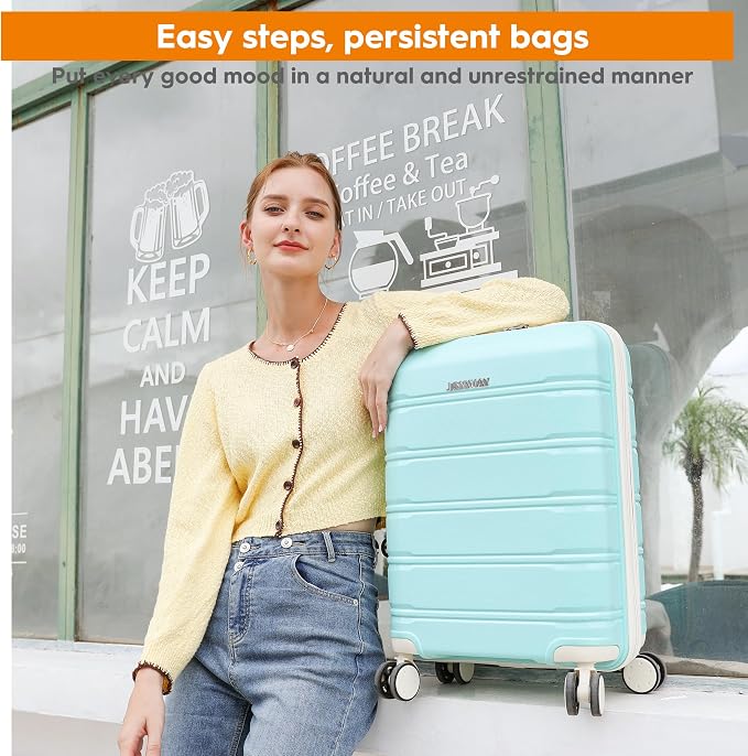 Joyway Carry On Suitcase Airline Approved with TSA Lock, Hardside Luggage Bags for Travel with Spinner Wheels, Durable Hard Shell 20Inch Light Green - Image 8