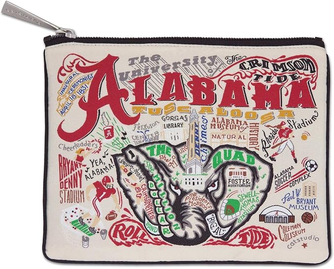 Catstudio Collegiate Zipper Pouch, University of Alabama Travel Toiletry Bag, Ideal Gift for Alumni, Makeup Bag, or Travel Purse by catstudio