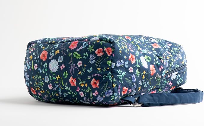 Maison d' Hermine Backpack for Women Men Cotton Shoulder Multipurpose Rucksack with Small Pouch Lightweight Multi Pocket Bag for Travel Work Beach Perfect for Spring Summer (Just Floral - Blue) - Image 9