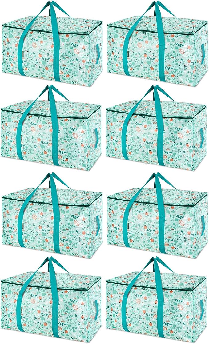 BALEINE 8-Pack Oversized Moving Bags with Reinforced Handles, Heavy-Duty Storage Tote for Clothes, Moving Supplies (Spring Stroll, 8-Pack) by BALEINE