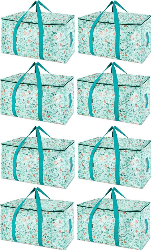 BALEINE 8-Pack Oversized Moving Bags with Reinforced Handles, Heavy-Duty Storage Tote for Clothes, Moving Supplies (Spring Stroll, 8-Pack) by BALEINE