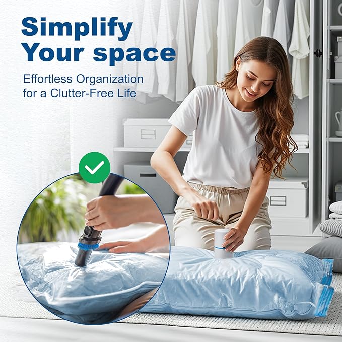 HOUSE DAY 22 Pack Vacuum Seal Bags For Clothing Travel, 80% Space Saving Travel Vacuum Bags with Electric Pump, Vacuum Storage Bags For Clothes, Comforters, Blankets, Moving, Storage & Organization - Image 6