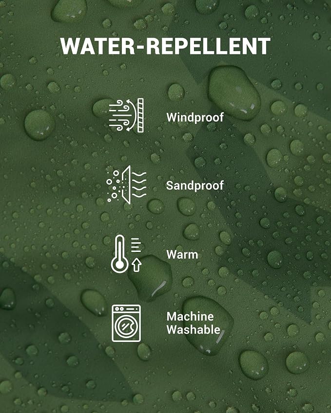 KingCamp Large Camping Blanket with Sherpa Lining, Packable Down Alternative Puffy Printed Wearable Blanket with Snap Buttons, Warm Weatherproof Quilt for Outdoor Travel (79" L x 57" W, Green) - Image 5