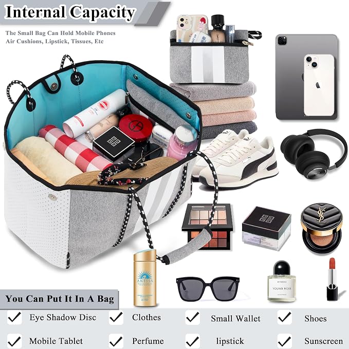 QOGiR Neoprene Multipurpose Beach Bag Tote with Inner Zipper Pocket … … … … - Image 6