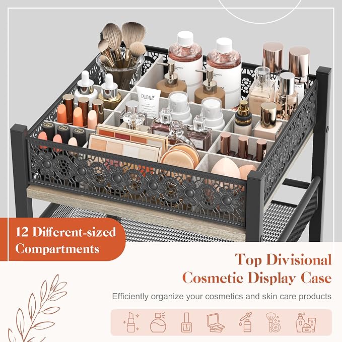 Makeup Organizer, Large Skincare Organizers, Make Up Organizers for Vanity, Makeup Storage Cosmetic Organizer with Drawer, Bathroom Vanity Organizer Makeup Holder Cart for Skin Care Hair Tool Beauty - Image 2