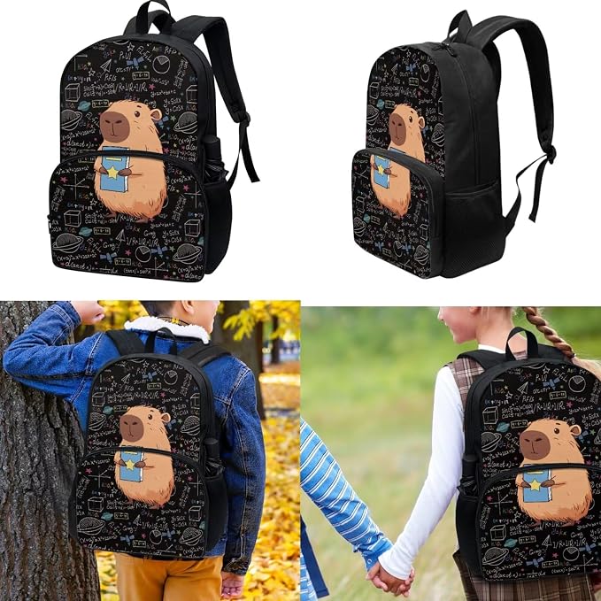 Capibala Math Backpack for Boys Bookbag Lunch Box Set with Pencil Case 3 In 1 Kids Elementary School Bags Daypack Travel Bagpack - Image 2