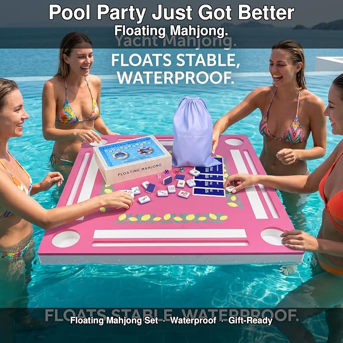 Floating Mahjong Tile Set for Pool,160 American Mahjong Tiles Waterproof EVA Foam with Dice Storage Bag for Pool Party Beach Vacation Summer Outdoor Game Set (Purple) - Image 3
