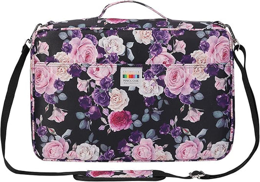 JAKAGO 480 Slots Colored Pencil Case Extra Large Capacity Pen Holder for Artist Painter Zipper Organizer Bag for Marker Highlighter Storage Case for Office Sketch Travel Supplies (Purple Rose) by JAKAGO