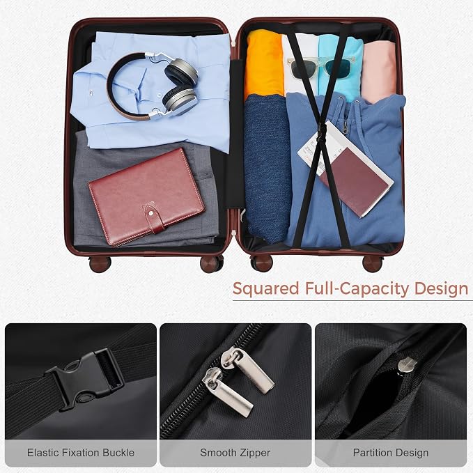Hardshell Luggage Sets, Lightweight Wave Suitcases with Spinner Wheels, PP Ivory - Image 4