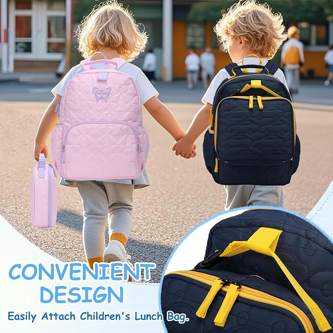 Chase Chic Toddler Backpack for Boys, Puffer Cute Lightweight Preschool Backpack with Lunch Box Set for Daycare Travel Kids Age 3-6,Blue Car - Image 3