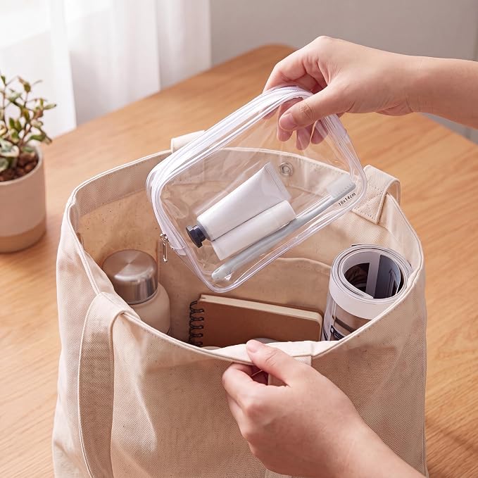 Sanwuta 30 Pcs Clear Makeup Bags Bulk Tsa Approved Toiletry Bag for Travel Transparent Cosmetic Bag PVC Waterproof Travel Small Pouches with Zipper for Men and Women (White) - Image 2