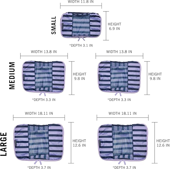 Travel Wise Packing Cubes for Travel - 5 Piece Set with Pattern Design, Lightweight Ripstop Nylon Luggage Organizers with Mesh Panel, Small Medium Large Sizes - Image 3