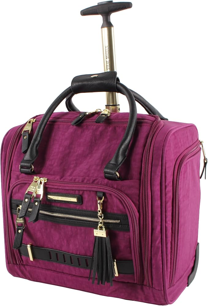 Steve Madden Designer Luggage Collection - 3 Piece Softside Expandable Lightweight Spinner Suitcase Set - Travel Set Includes an Under Seat Bag, 20-Inch Carry on and 28-Inch Checked Suitcase, - Image 6