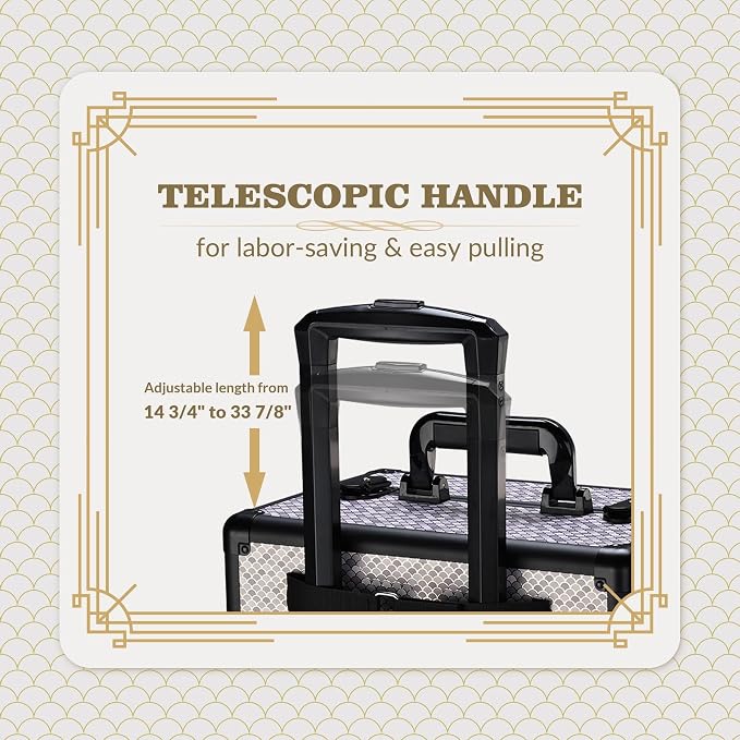 BYOOTIQUE 4in1 Cosmetology Case on Wheels w/Cosmetic Storage Makeup Artist | Aluminum Rolling Makeup Suitcase 360° Detachable Wheel Lockable Makeup Case Organizer w/ Mirror Nail Tech AD Graphite - Image 3