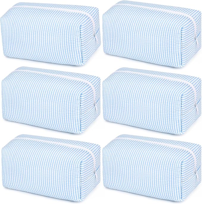 SOIDRAM 6PCS Bridesmaid Proposal Gifts Blue makeup bag bulk for Wedding Party Favors Bachelorette party decorations Toiletry Organizer Bag Cosmetic Case Gift - Image 5