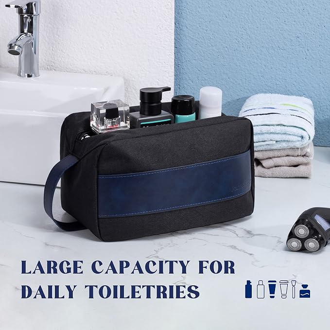Vorspack Toiletry Bag for Men - Water Resistant Travel Bag for Toiletries, Lightweight Hygiene Bag for Bathroom, Travel Essentials, Gifts - Black&Blue - Image 6