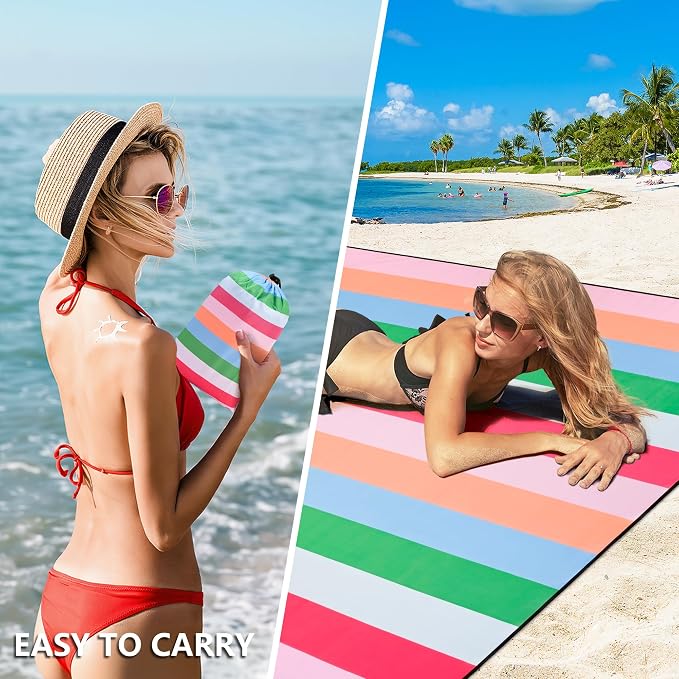 HIHOHO Beach Blanket Waterproof Sandproof Extra Large Beach Mat 79" X 83"/120"x108"for 1-8 Adults Quick Drying Durable Outdoor Picnic Mat for Beach Travel Camping Hiking - Image 4