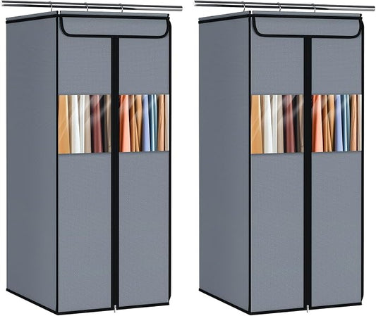 Zilink Garment Bags for Clothes Storage 40" Suit Bags for Closet Storage with Clear Window Space Saving Hanging Garment Bag for Suits, Shirts, Short Skirts, Grey, 2-Pack by Zilink