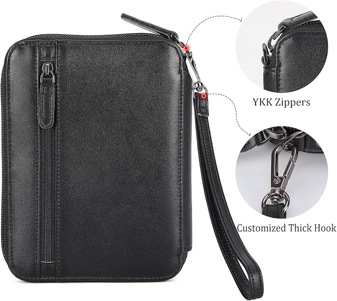 Polare Napa Leather Family Passport Wallet for 4 Passports, RFID Blocking Bifold Passport Cover Travel Document Organizer Holder (Black) - Image 4
