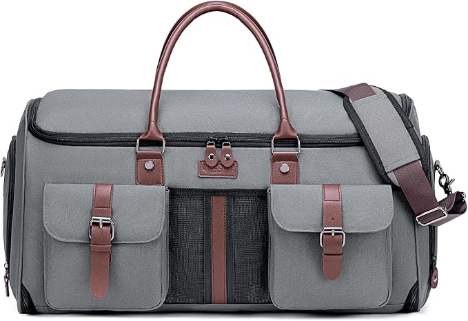 Carry on Garment Bag,Vessgra 2 in 1 Duffle Bag for Travel 58L Garment Bags for Travel Scratch-Resistant Oxford Duffel Bag for Men with Inner Dry/Wet Compartment, Bussiness Weekender Trip,Grey - Image 8