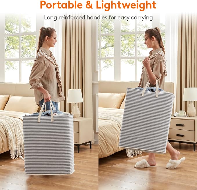 Lifewit 3 Pack Laundry Basket 125L Each, Collapsible Clothes Hamper with Reinforced Handles, Freestanding Waterproof Design for Bedroom and Laundry Room, Grey 375L Total - Image 5