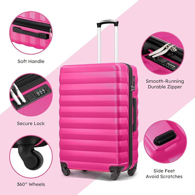 ABS Hardshell Suitcase 3 Piece Luggage Sets with Spinner Wheels with 6PC Packing Bags(20/24/28inch) - Image 2