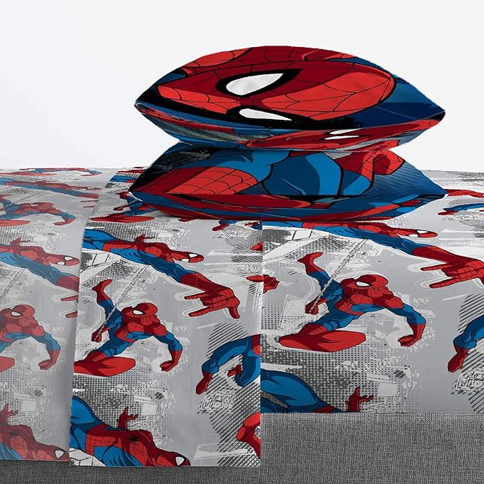 Marvel Spiderman Full Size Comforter Set 5 Piece Kids Bedding, Multi | Bed in a Bag, Comforter Sheets Pillowcases, Official Product, Soft Microfiber, Machine Washable, Easy Care, Boys Gift - Image 4