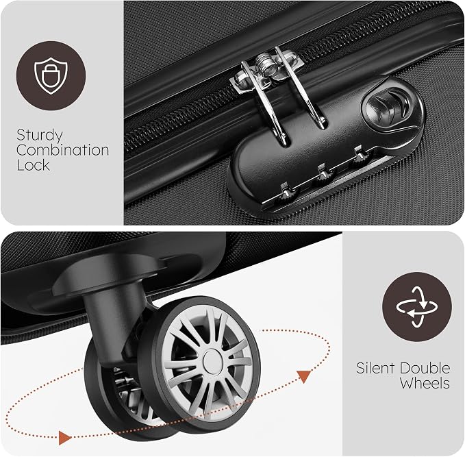 Suitour 11 Piece Travel Luggage Sets(32″, 28″, 24″, 20″), 4 Piece Hardshell Suitcase with Wheels, 20inch Carry on Luggage, 24inch 28inch 32inch Checked Luggage（Black - Image 2