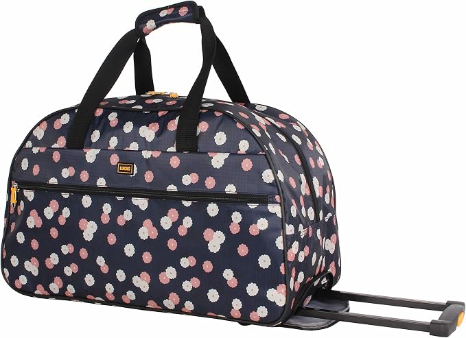 LUCAS Designer Carry On Luggage Collection - Lightweight Pattern 22 Inch Duffel Bag- Weekender Overnight Business Travel Suitcase with 2- Rolling Wheels (Ditty Floral) by LUCAS