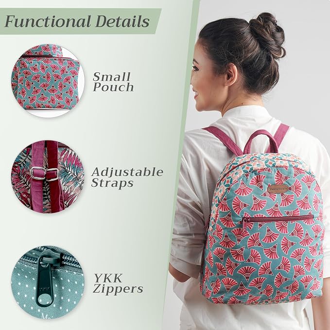 Maison d' Hermine Backpack for Women Men Cotton Shoulder Multipurpose Rucksack with Small Pouch Lightweight Multi Pocket Bag for Travel Work Beach Perfect for Spring Summer (Bamako - Coumba) - Image 4