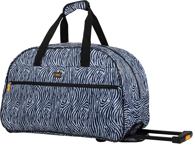 LUCAS Designer Carry On Luggage Collection - Lightweight Pattern 22 Inch Duffel Bag- Weekender Overnight Business Travel Suitcase with 2- Rolling Spinner Wheels (ZEBRA BLACK, 22in) - Image 2