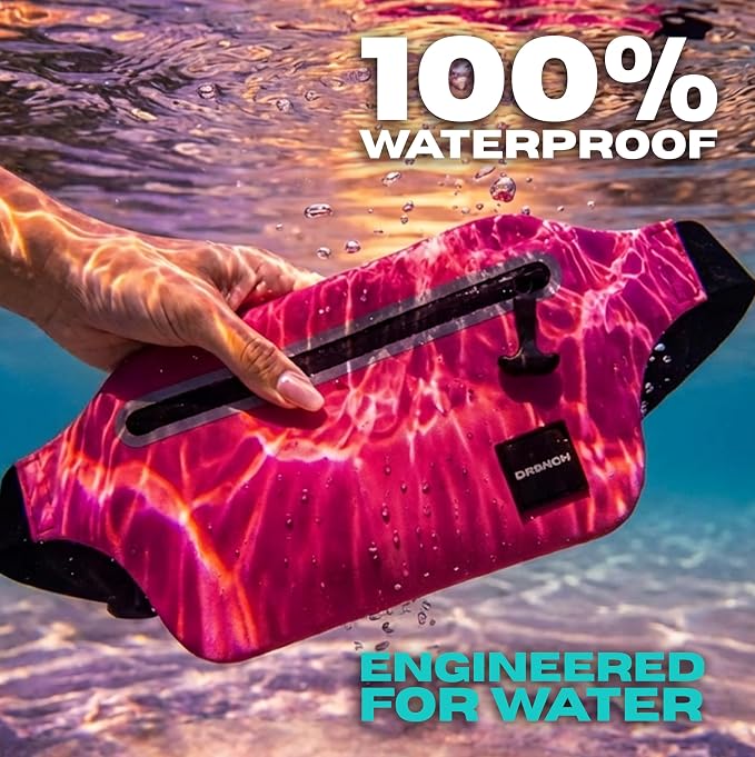 Drench Waterproof Fanny Pack & Floating Phone Pouch | IPX8 Submersible Waist Pack Dry Bag for Beach, Pool, Cruise Travel, Girls Trips, Snorkeling, Kayaking & Water Sports | Pink - Image 3